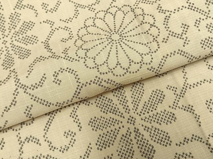 平和屋着物▽上質な紬　単衣　花唐草文　正絹　逸品　AABB2274fy