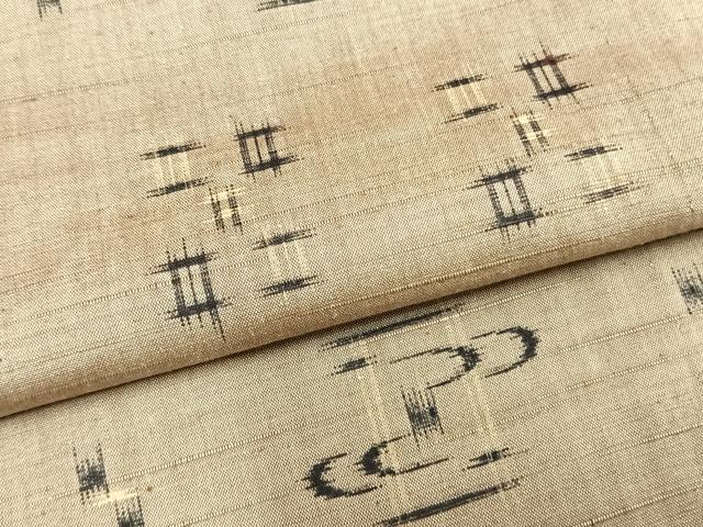 平和屋着物▽上質な紬 単衣 絣柄 正絹 逸品 未使用 AABB2275fy