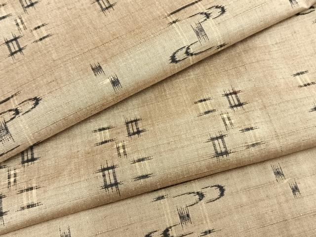 平和屋着物▽上質な紬 単衣 絣柄 正絹 逸品 未使用 AABB2275fy