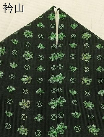 平和屋着物▽キモノデザイナー　斉藤上太郎　小紋　単衣　花尽くし　黒地　正絹　逸品　AABB2279fy
