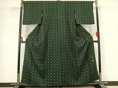 平和屋着物▽キモノデザイナー　斉藤上太郎　小紋　単衣　花尽くし　黒地　正絹　逸品　AABB2279fy