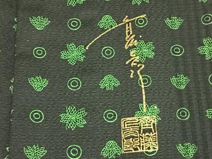 平和屋着物▽キモノデザイナー　斉藤上太郎　小紋　単衣　花尽くし　黒地　正絹　逸品　AABB2279fy