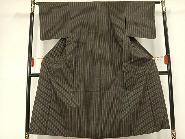 平和屋着物▽本場大島紬 単衣 縞 正絹 逸品 AABB2280fy