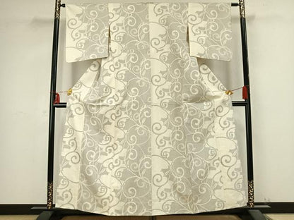平和屋着物▽本場大島紬　単衣　唐草文　正絹　逸品　AABB2283fy