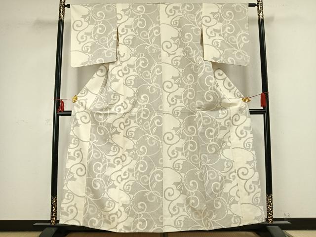 平和屋着物▽本場大島紬　単衣　唐草文　正絹　逸品　AABB2283fy