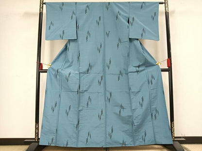 平和屋着物▽上質な紬 単衣 矢羽文 正絹 逸品 AABB2290fy