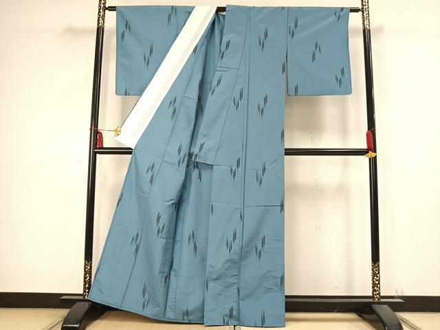 平和屋着物▽上質な紬 単衣 矢羽文 正絹 逸品 AABB2290fy