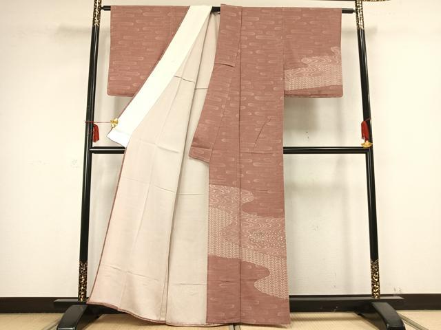 平和屋着物▽訪問着 単衣 流水文 正絹 逸品 未使用 AABB2291fy