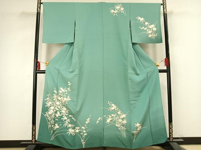 平和屋着物▽訪問着 単衣 草花文 正絹 逸品 AABB2293fy