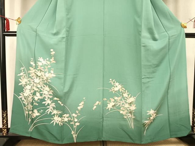 平和屋着物▽訪問着 単衣 草花文 正絹 逸品 AABB2293fy