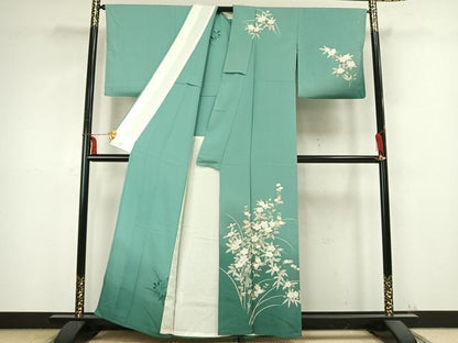 平和屋着物▽訪問着 単衣 草花文 正絹 逸品 AABB2293fy