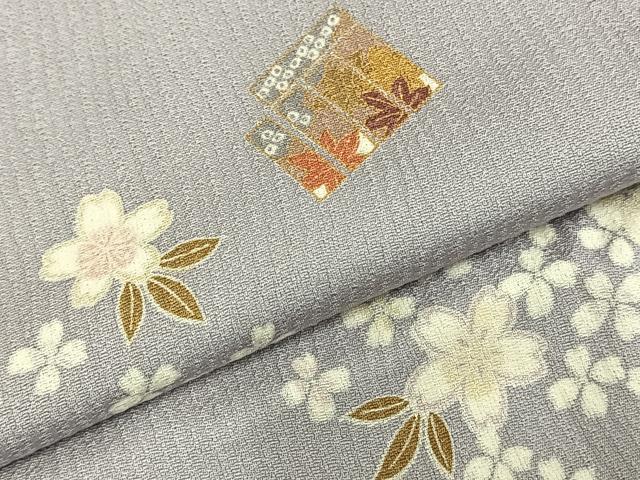 平和屋着物▽上質な小紋　単衣　舞花文　金彩　正絹　逸品　AABB2294fy