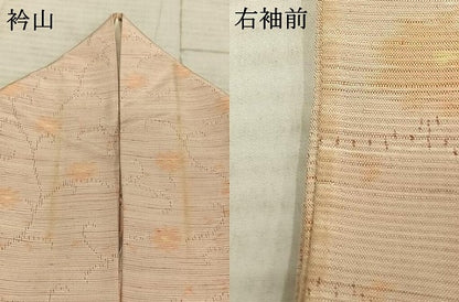 平和屋着物▽上質な紬　単衣　花唐草文　正絹　逸品　AABB2298fy