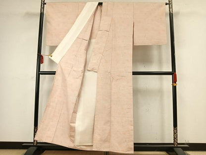平和屋着物▽上質な紬　単衣　花唐草文　正絹　逸品　AABB2298fy