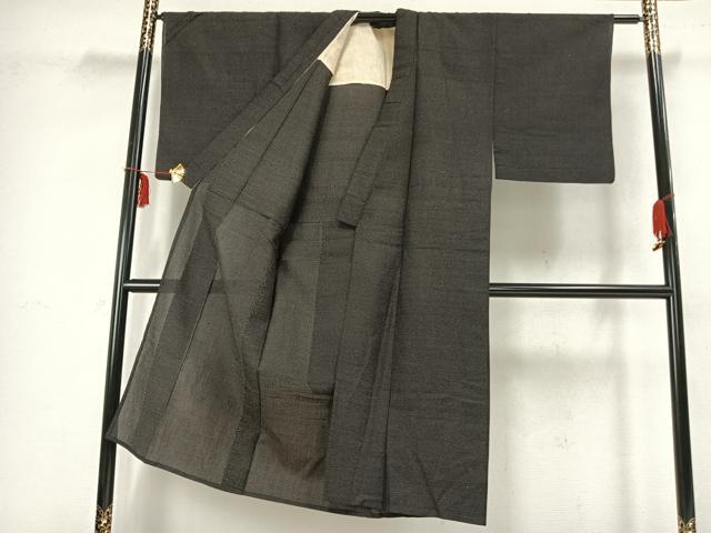 平和屋着物▽男性 お召 単衣 霞文 正絹 逸品 AABB2299fy