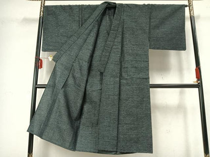 平和屋着物▽男性 お召 単衣 霞文 正絹 逸品 AABB2301fy
