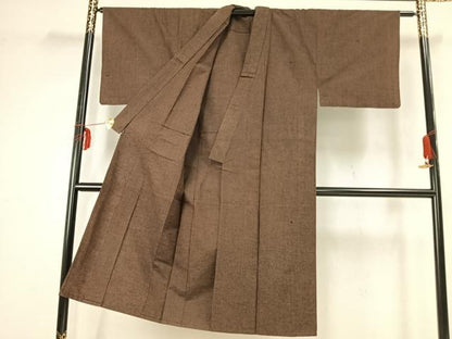 平和屋着物▽男性　紬　単衣　霞文　正絹　逸品　AABB2303fy