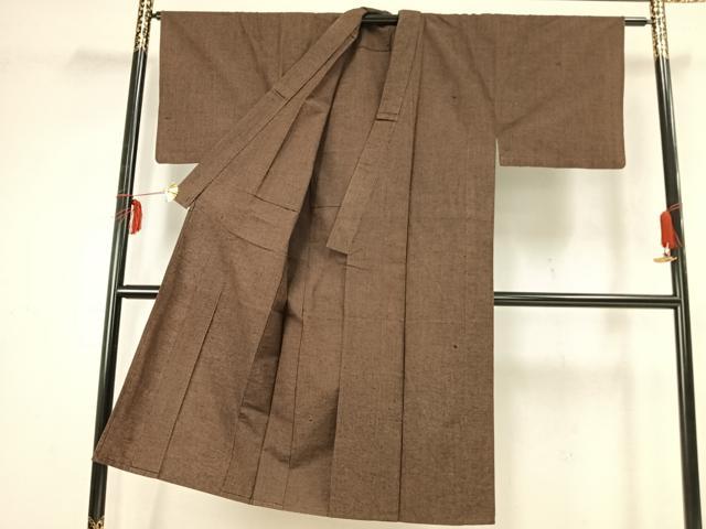 平和屋着物▽男性　紬　単衣　霞文　正絹　逸品　AABB2303fy
