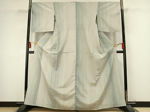平和屋着物▽本塩沢 やまだ織 200色 単衣 縞 伊勢丹扱い 正絹 逸品 AABB2305fy