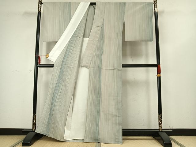 平和屋着物▽本塩沢 やまだ織 200色 単衣 縞 伊勢丹扱い 正絹 逸品 AABB2305fy