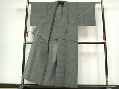 平和屋着物▽上質な紬 単衣 霞文 正絹 逸品 AABB2308fy