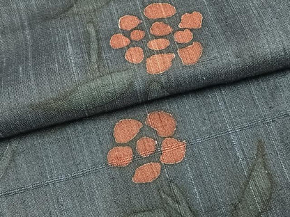 平和屋着物▽生紬 単衣 草花文 正絹 逸品 AABB2310fy