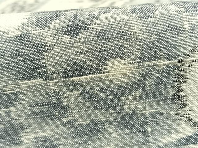 平和屋着物▽上質な紬　単衣　流水草花文　正絹　逸品　AABB2311fy