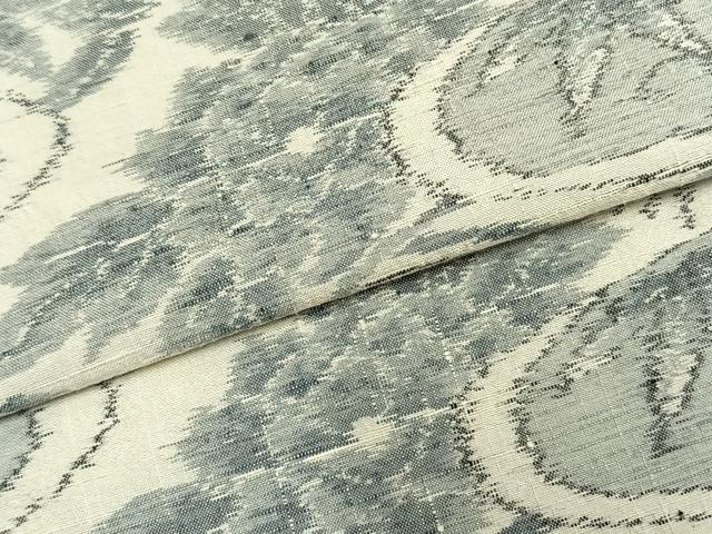 平和屋着物▽上質な紬　単衣　流水草花文　正絹　逸品　AABB2311fy