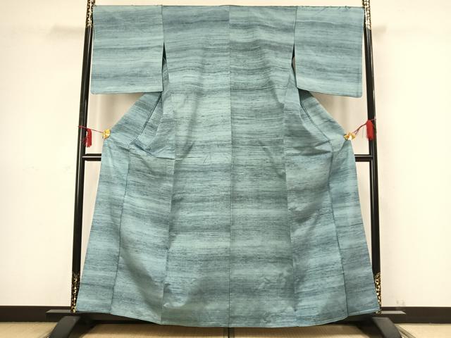 平和屋着物▽上質な紬 単衣 横段文 正絹 逸品 AABB2314fy