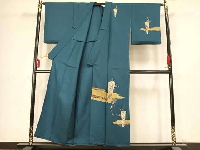 平和屋着物▽訪問着 単衣 草花文 金銀彩 正絹 逸品 AABB2315fy