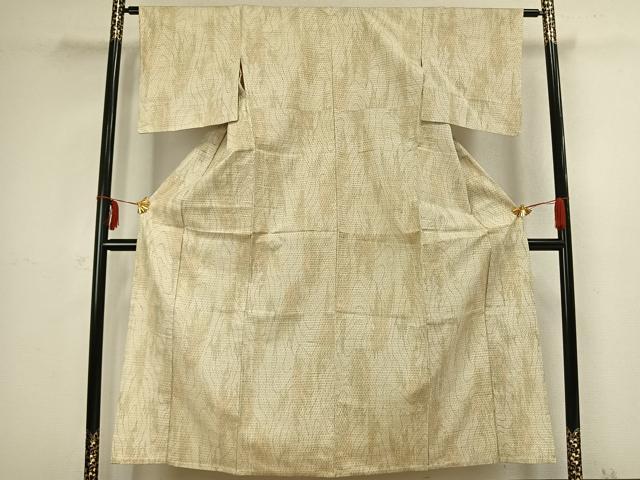 平和屋着物▽上質な紬　単衣　霞文　正絹　逸品　AABB2317fy