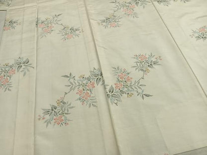 平和屋着物▽上質な紬 単衣 枝花文 正絹 逸品 未使用 AABB2322fy