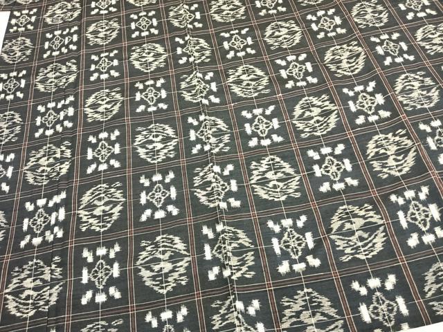 平和屋着物▽上質な紬 単衣 花格子 正絹 逸品 未使用 AABB2323fy