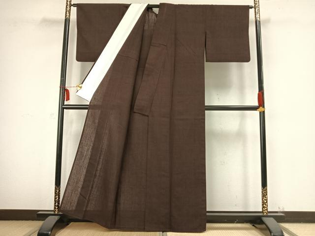 平和屋着物▽上質な紬 単衣 色無地 憲法色 正絹 逸品 AABB2327fy