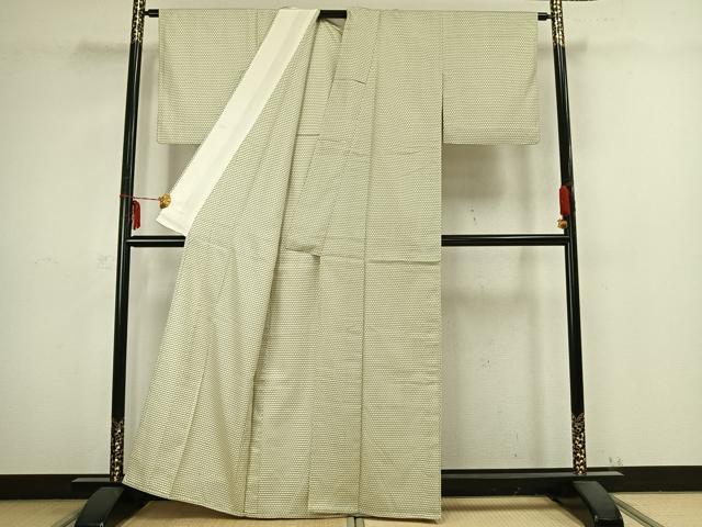 平和屋着物▽上質な小紋 単衣 亀甲柄 正絹 逸品 AABB2328fy
