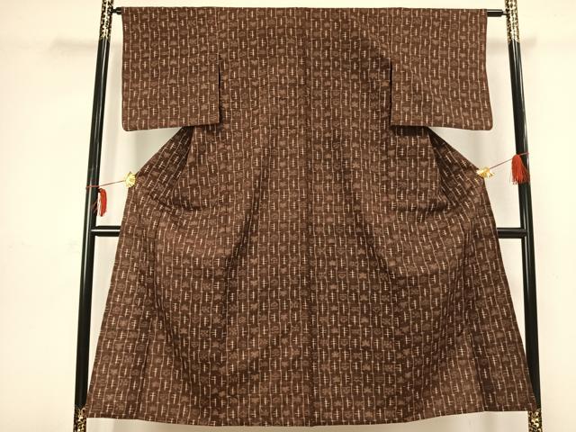平和屋着物▽上質な紬 単衣 間道 正絹 逸品 AABB2329fy