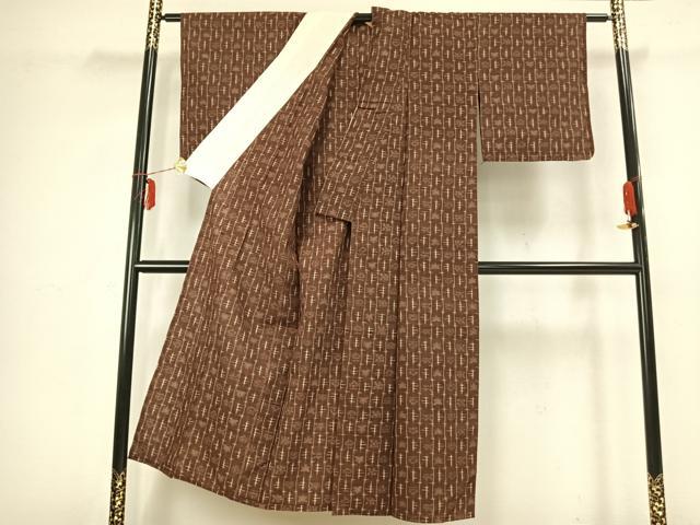 平和屋着物▽上質な紬 単衣 間道 正絹 逸品 AABB2329fy