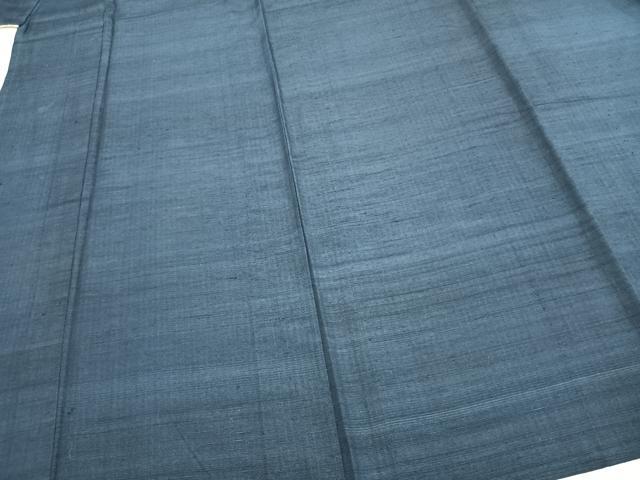 平和屋着物▽上質な紬 単衣 色無地 青藍色 正絹 逸品 AABB2330fy