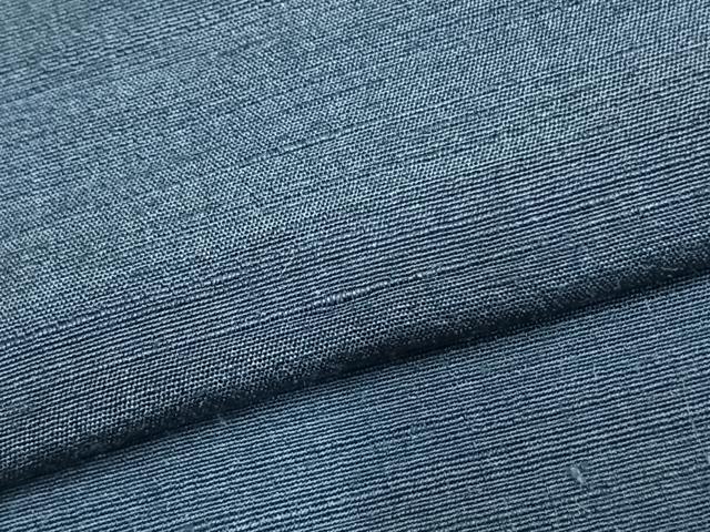 平和屋着物▽上質な紬 単衣 色無地 青藍色 正絹 逸品 AABB2330fy