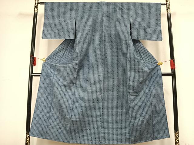 平和屋着物▽上質な紬 単衣 格子 正絹 逸品 AABB2333fy