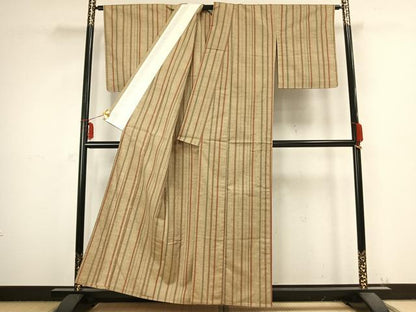 平和屋着物▽上質な紬　単衣　間道　正絹　逸品　未使用　AABB2334fy