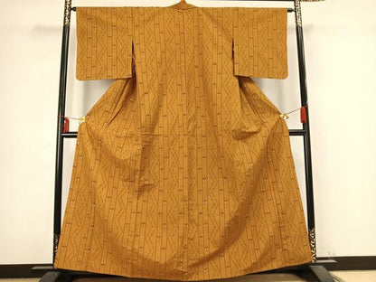 平和屋着物▽上質な紬 単衣 間道 正絹 逸品 AABB2337fy
