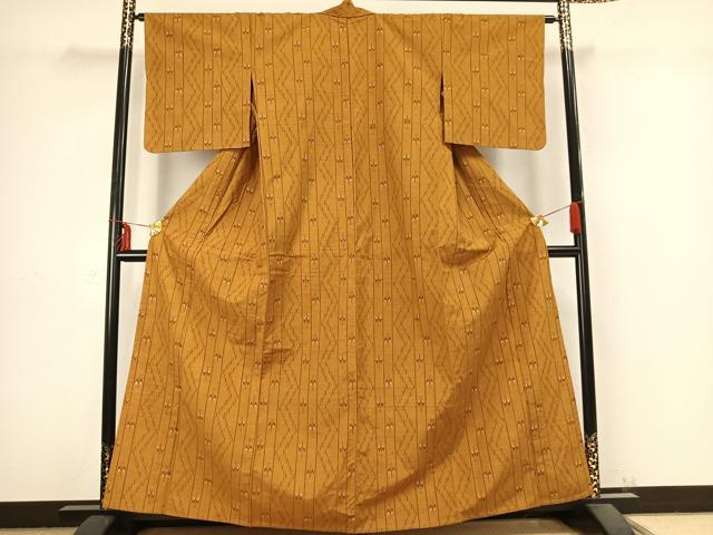 平和屋着物▽上質な紬 単衣 間道 正絹 逸品 AABB2337fy