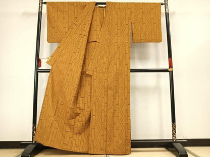 平和屋着物▽上質な紬 単衣 間道 正絹 逸品 AABB2337fy