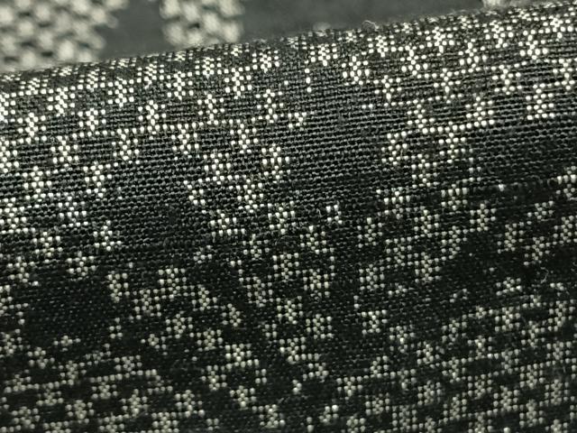 平和屋着物▽上質な紬　単衣　草花文　黒地　正絹　逸品　AABB2342fy