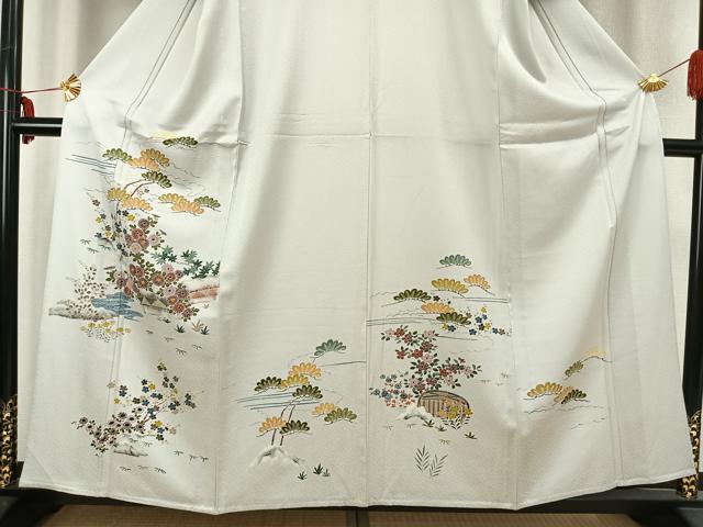 平和屋着物▽訪問着 単衣 風景枝花文 正絹 逸品 AABB2347fy