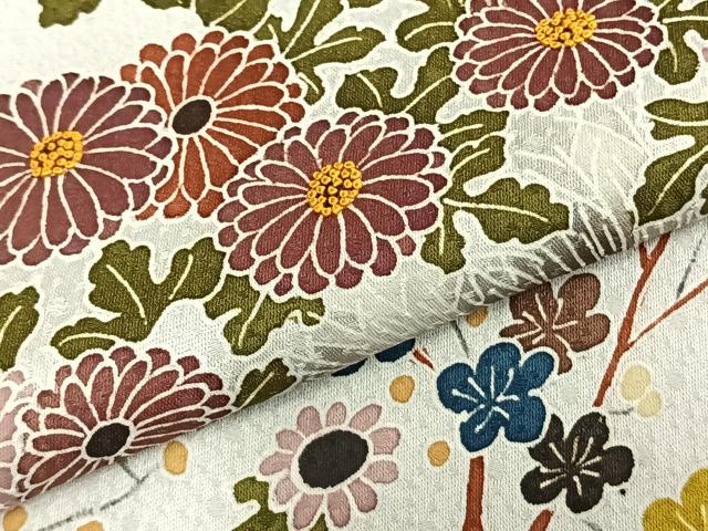 平和屋着物▽訪問着 単衣 風景枝花文 正絹 逸品 AABB2347fy
