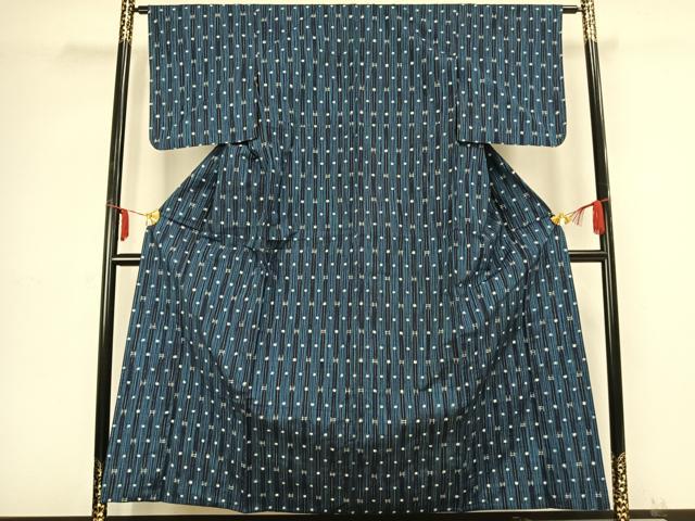 平和屋着物▽上質な紬 単衣 絣柄 正絹 逸品 AABB2348fy