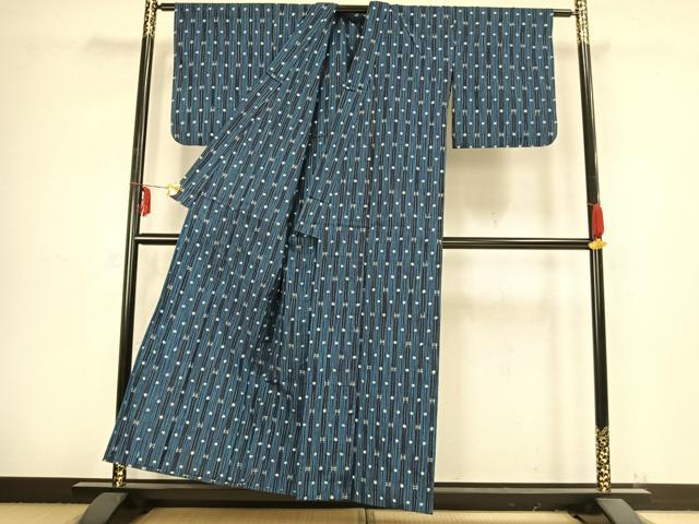 平和屋着物▽上質な紬 単衣 絣柄 正絹 逸品 AABB2348fy