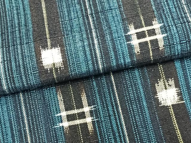 平和屋着物▽上質な紬 単衣 絣柄 正絹 逸品 AABB2348fy